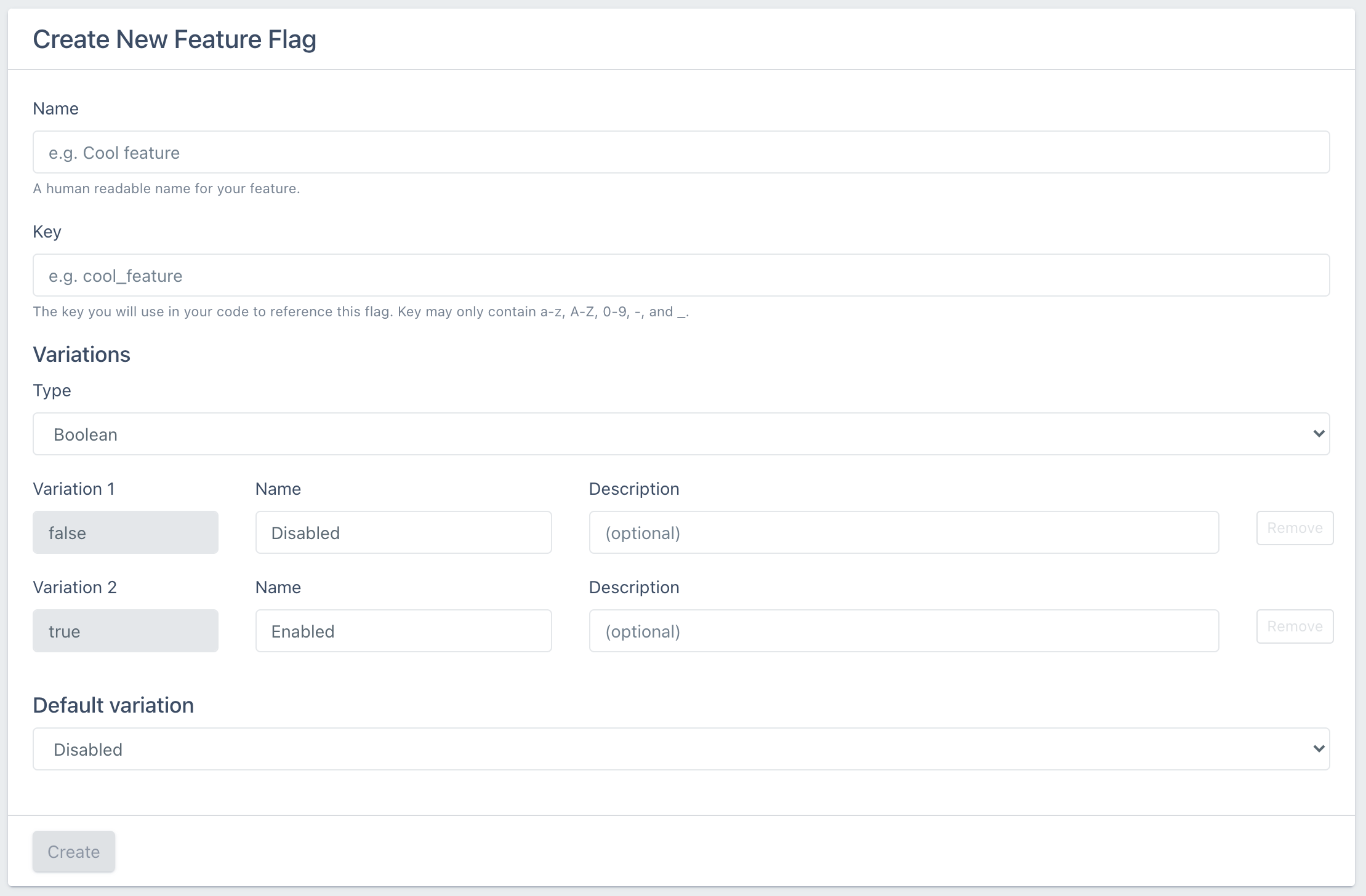 Feature flag form 